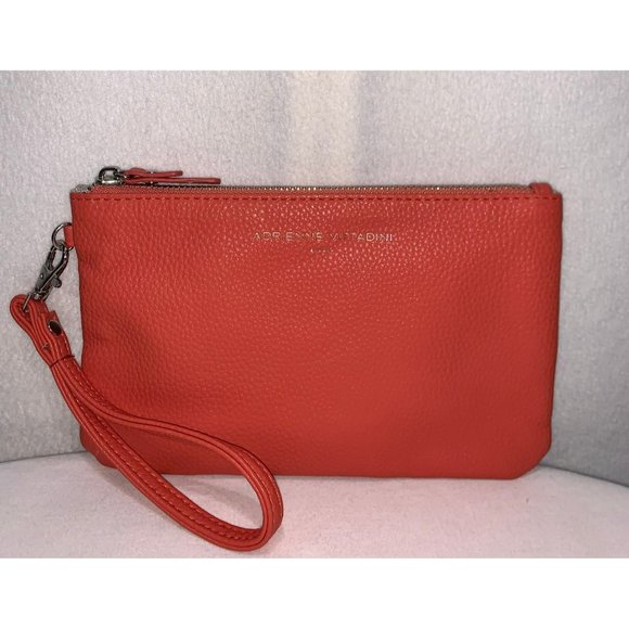 Adrienne Vittadini Charging Wallet Wristlet Pouch RFID Protection Coral Silver - Picture 1 of 11